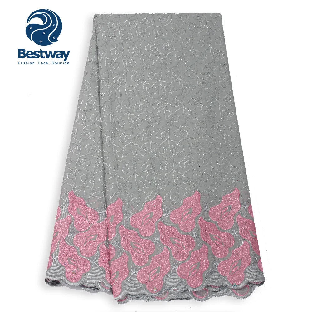 Bestway швейцарская Вуаль в швейцарской вышивкой кружевная ткань настоящий хлопок кружево Стразы последняя ткань для свадьбы/ASO BEI платья