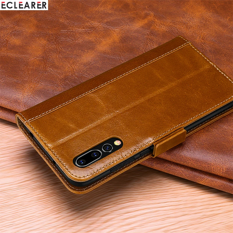 Чехол кошелек из натуральной кожи для Huawei P20 Pro роскошный Магнитный чехол книжка с