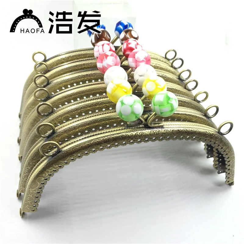 HAOFA 16.5C Jelly Candy Head Bronze Arcuate Embossed Lace Purse Frame Bag Accessories Metal Clutch 10pcs/lot | Багаж и сумки