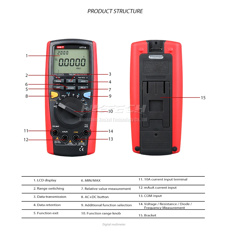 UNI-T интеллектуальный цифровой мультиметр UT71E UT71D UT71C UT71B UT71A Ture RMS температура AC DC Вольт колпачок Res Freq двойная подсветка