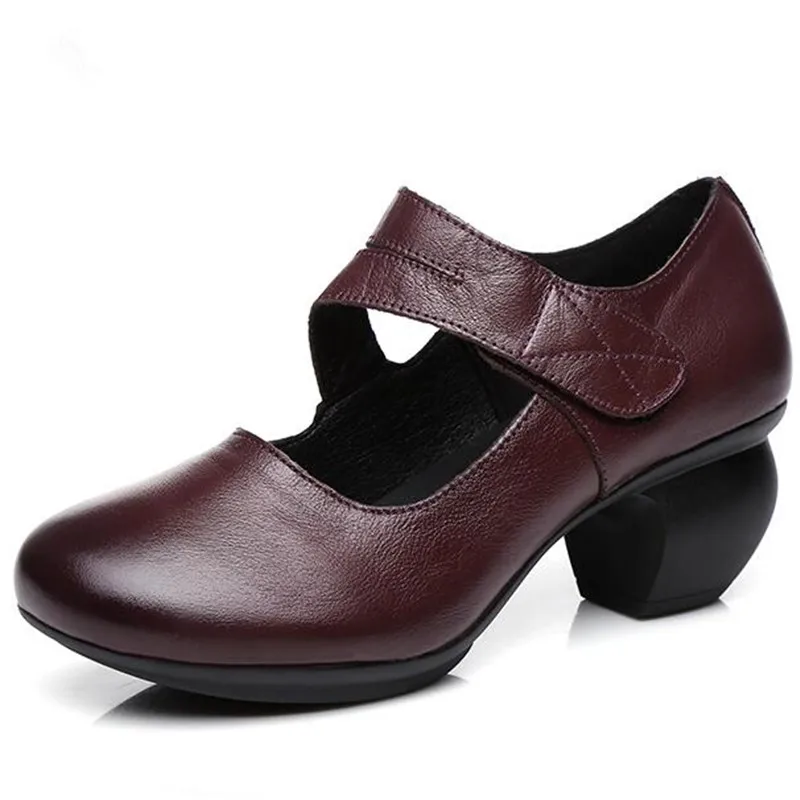 

Hot Selling 2021 New Spring Elegant Soft Comfortable Genuine Leather Shoes Woman Shoes Pointed Retro Thick with High Heels 6 Cm