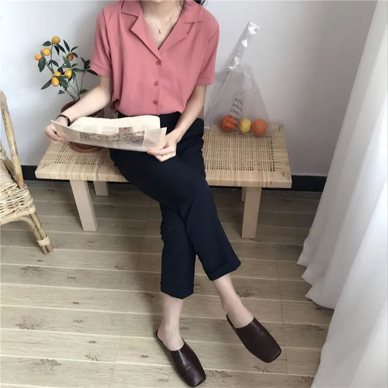

New Summer elegant women shirt fashion formal V neck short sleeve blouses office ladies Loose tops