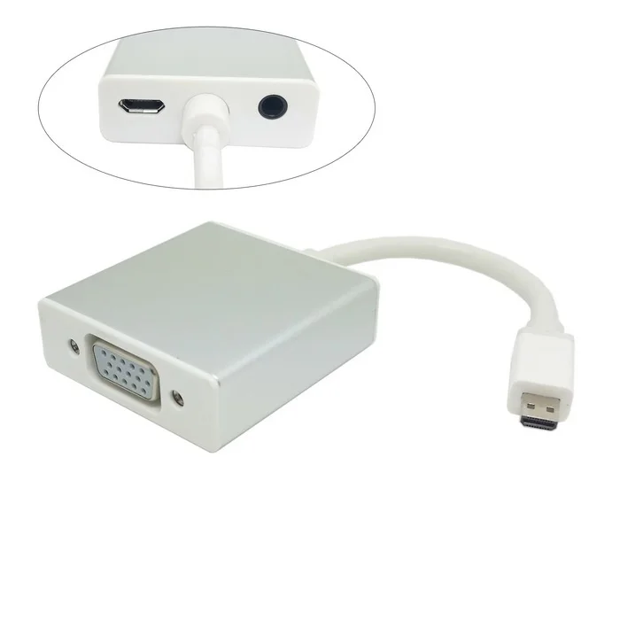 Выходной адаптер Micro HDMI-VGA типа D с питанием USB и аудио-видео для монитора проектора