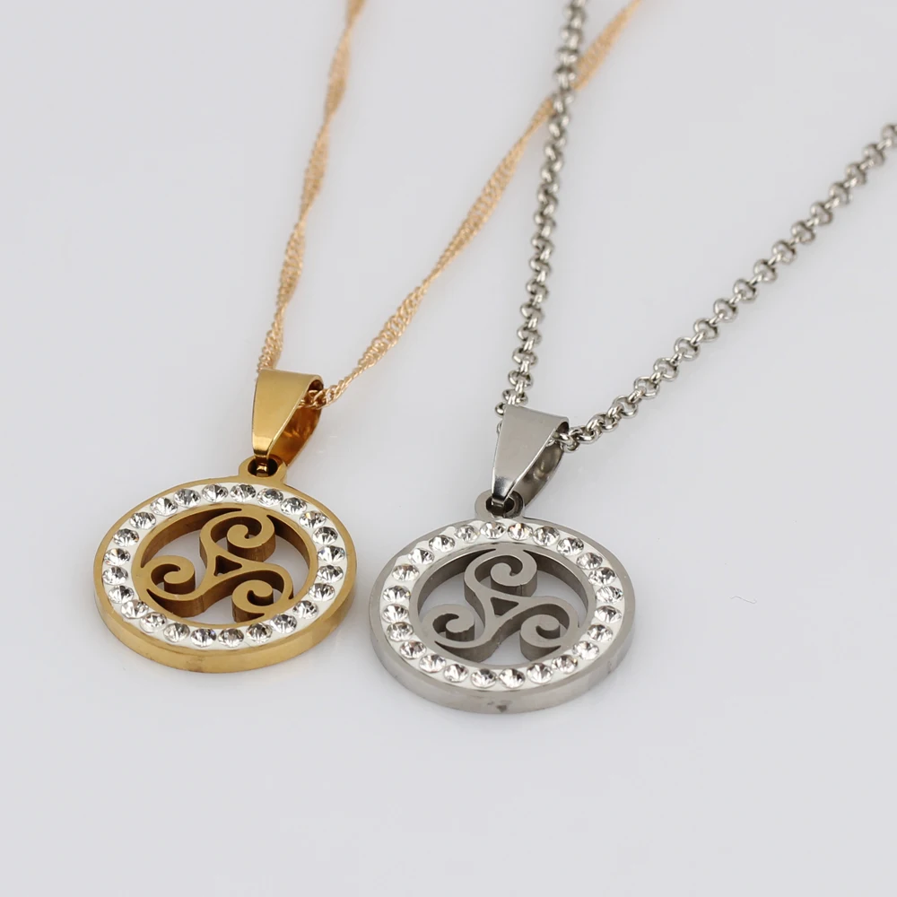 Teen Wolf Necklace Triskele Argent Silver Color Charm Crystal Pendant Fashion Stainless Steel Jewelry For Men Women Gifts | Украшения и