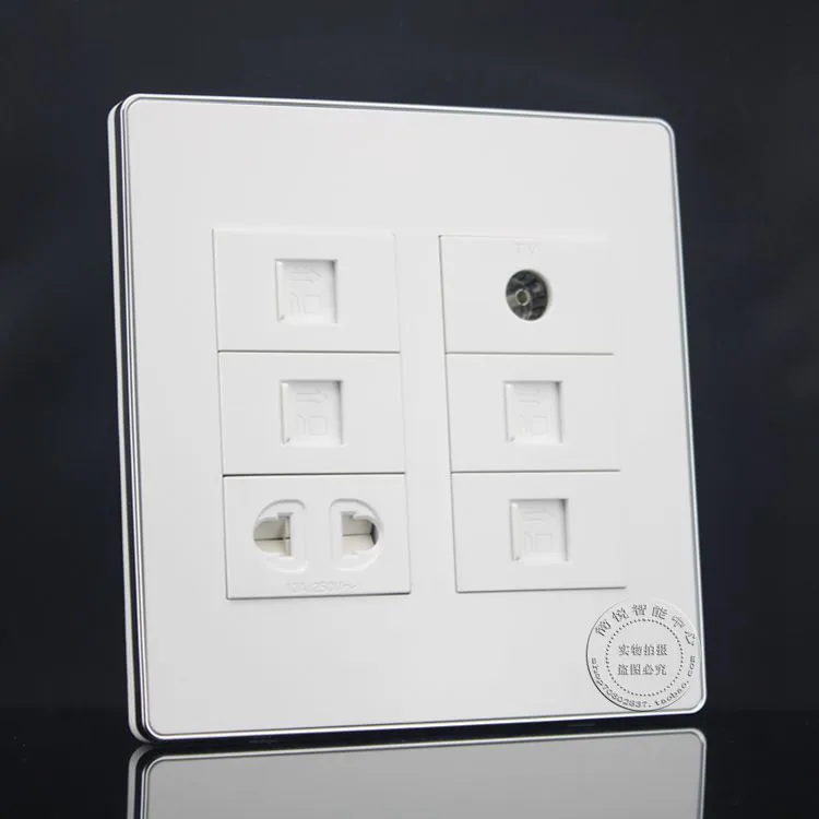 120MM Wall Socket Plate 6 Ports Four Network RJ45 Cat5e &amp TV Two Hole Power Panel Faceplate Outlet | Компьютеры и офис