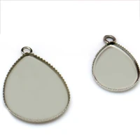 20pcs stainless steel pendant blank jewelry with water drop shaped teeth tray for 13181825mm cameo cabochonswholesale