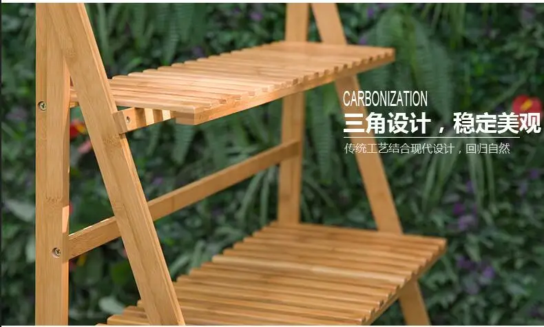 Экологичная бамбуковая Складная подставка для горшков 40x40x96 см | Дом и сад
