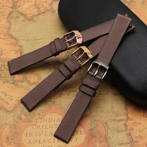 Высококачественный ремешок для часов из шелка и натуральной кожи, коричневые браслеты, мягкий ремешок для часов 15 мм 16 мм 18 мм 20 мм, женские сменные ремешки для часов