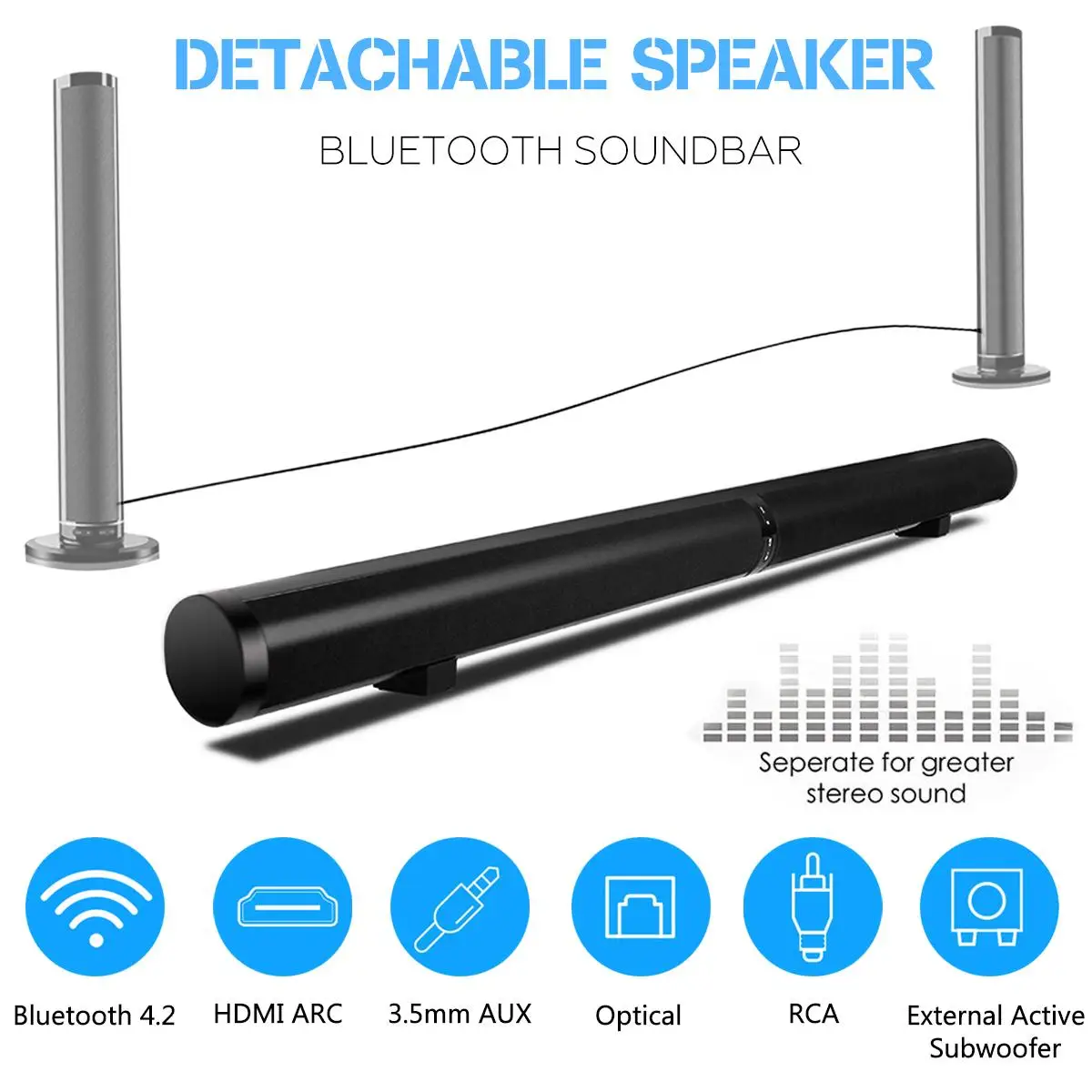 Беспроводной bluetooth динамик 50 Вт Саундбар HIfi бас динамик 360 стерео звуковая панель сабвуфер PC НЧ-динамик система домашнего кинотеатра бумбокс