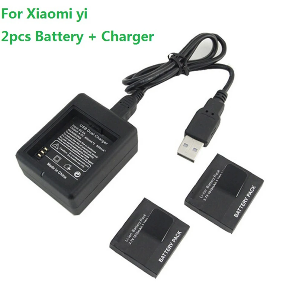 Аккумулятор 1010 мАч для экшн камеры Xiaomi Xiaoyi Yi 2 батареи с USB зарядным устройством