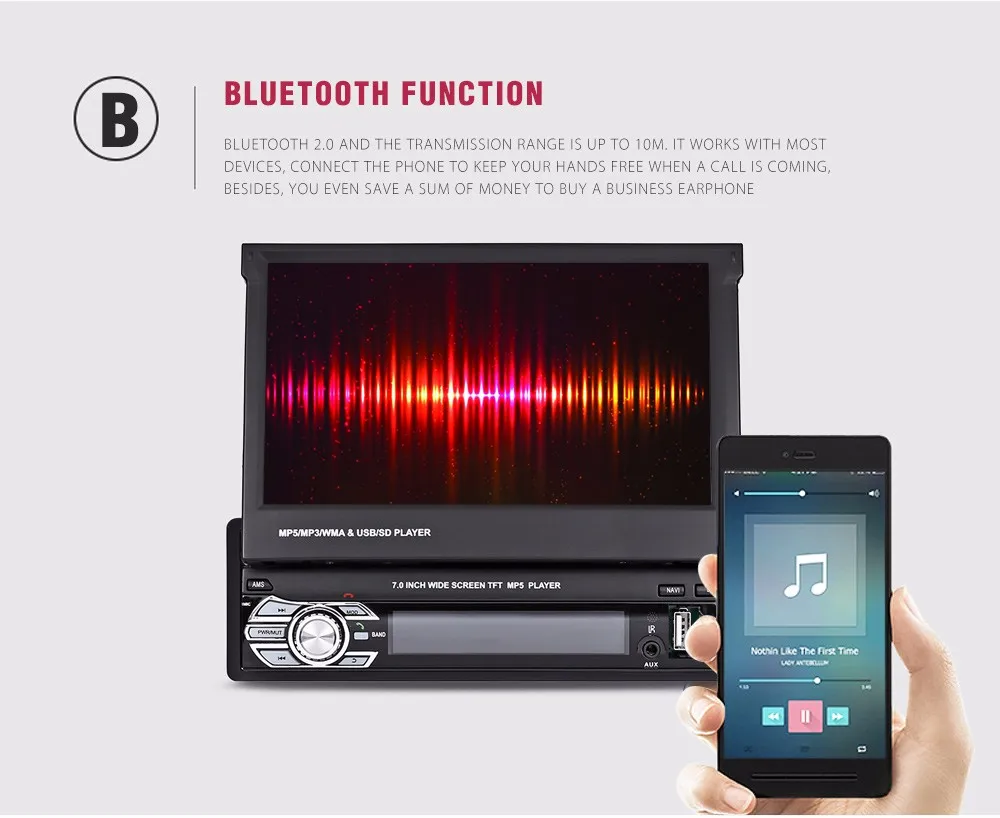 7 0 дюймовый TFT ЖК экран Выдвижной Автомобильный MP5 плеер Bluetooth мультимедийный FM