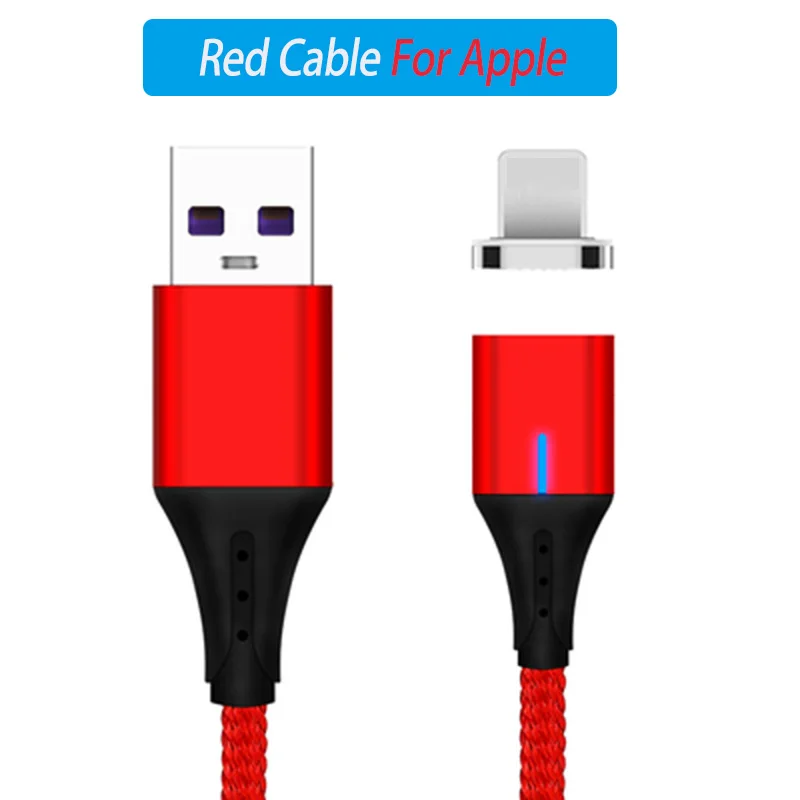 Red Plug For Apple 2 м Магнитный Usb кабель Led Micro Usb type C кабель быстрой зарядки для samsung Galaxy S9 S10 A7 J4 J6 Plus Usb Магнит кабель для зарядного устройства - Цвет: Red Plug For Apple