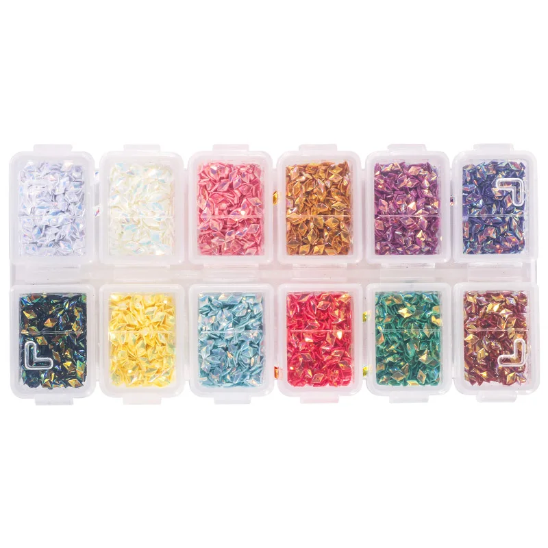 12 Colors/set Mixed Size Nail Glitter Chameleon AB Color Colorful Round Rhombus Sequins Manicure 3D Art Decoration | Красота и