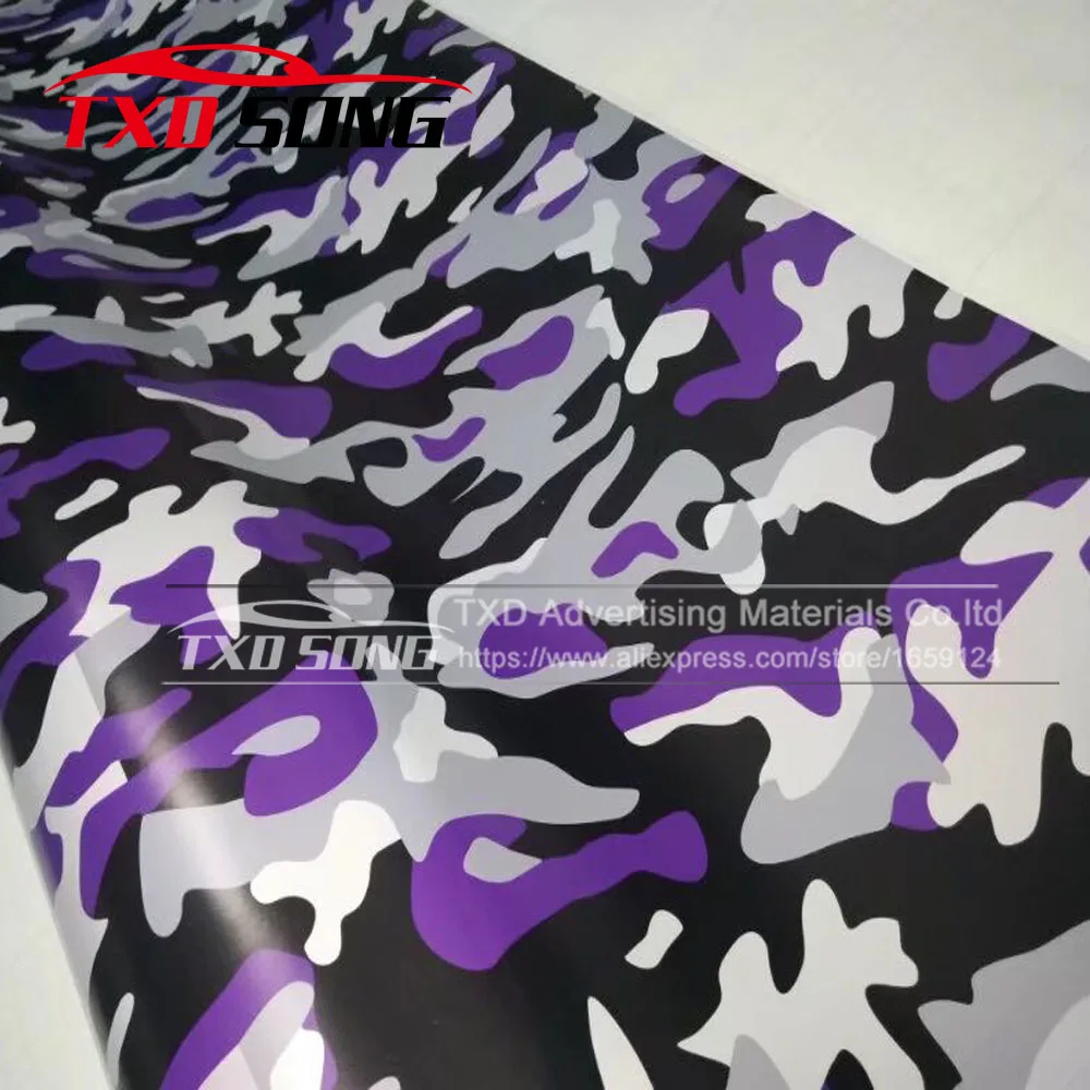 black purple Премиум снежный камуфляж виниловая пленка камуфляжная Виниловая пленка для автомобиля Наклейка велосипедная консоль компьютер Ноутбук кожа скутер мотоцикл - Название цвета: black purple
