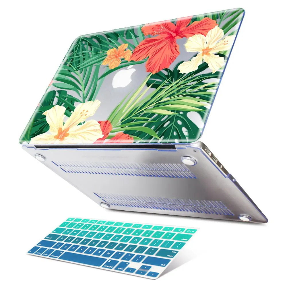 Пластиковый чехол с зелеными листьями и красивыми лепестками для Macbook Air 11 12 13 A1932 Pro 13 15 16 дюймов Touch Bar A2141 - Цвет: M908