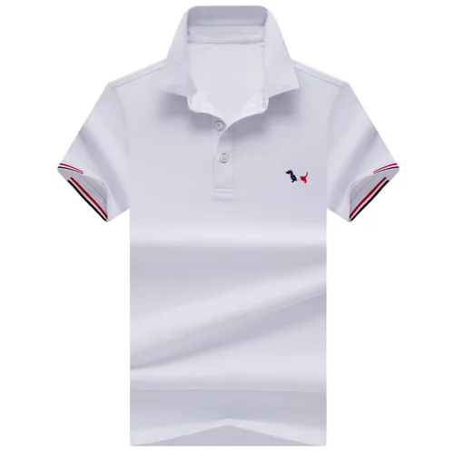 white de haute qualiteTops coton a manches courtes рубашка поло, Мужская chemise Pur couleur polo chemises - Цвет: white