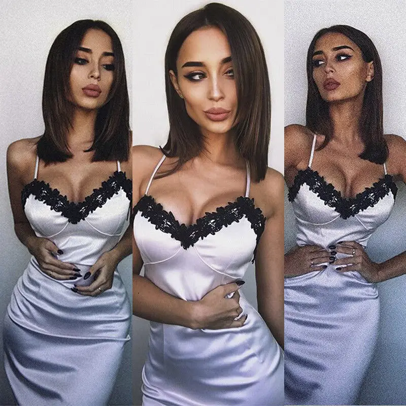 Женская сексуальная сорочка атласная ночная рубашка с v образным вырезом и