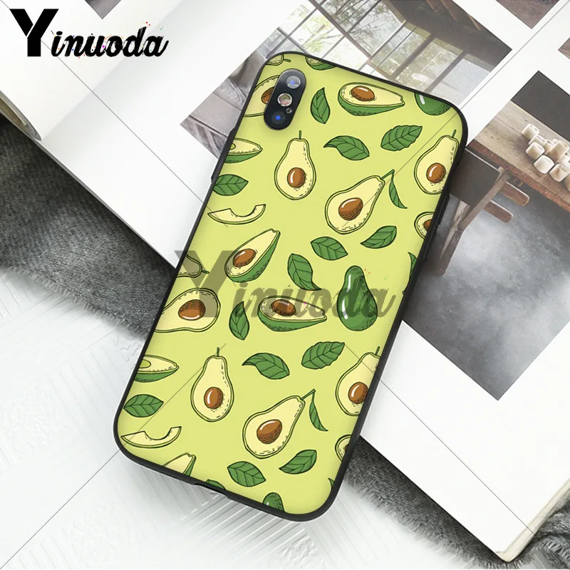 Yinuoda милый черный мягкий резиновый чехол для телефона из ТПУ с авокадо Apple iPhone 8 7 6