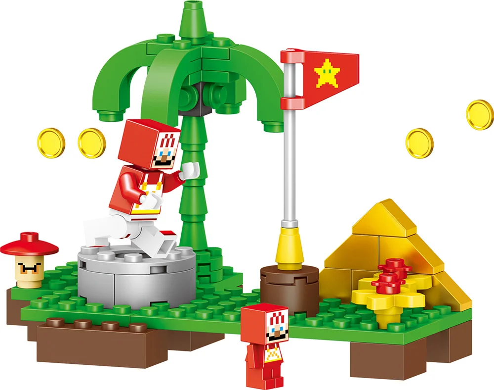 LELE/блоки 33138 мой мир Супер Марио пейзажи 4 в 1 собраны игрушки детские блоки DIY для