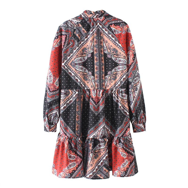 2019 Новое Мини-Платье Женское Vestidos английский стиль цветочный принт с длинным