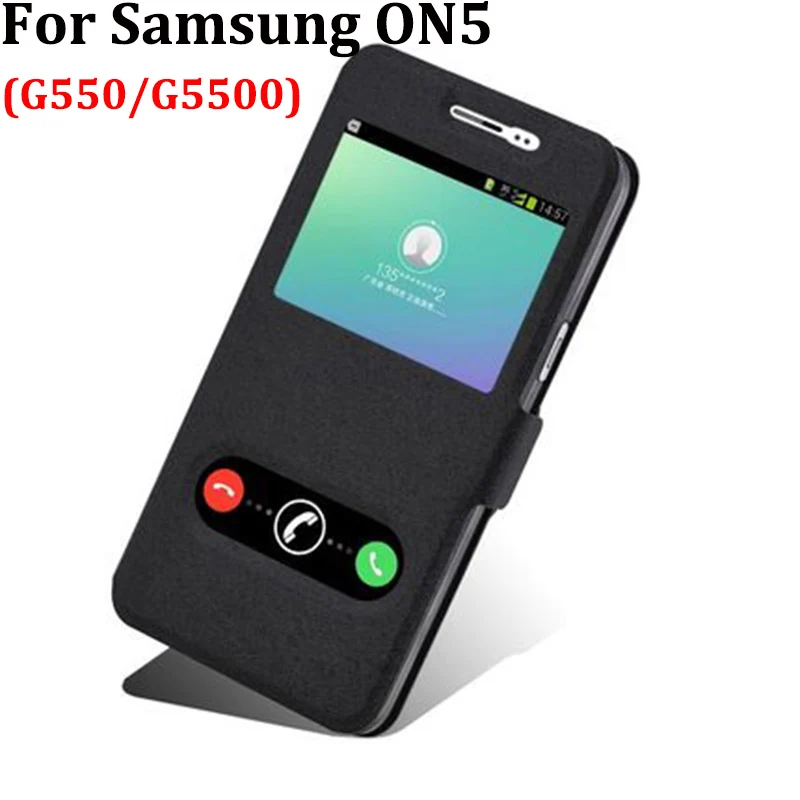 

Open window cover For Samsung galaxy ON5 ON 5 Case cover leather Cases For Samsung G550 G5500 case flip shell back cover capas