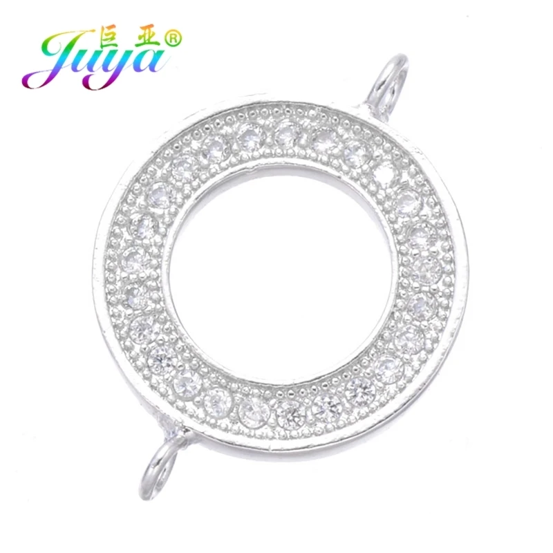 White Gold Juya DIY аксессуары для изготовления ювелирных изделий микро Pave циркон цветок звезда подвески-соединители для браслетов серьги аппаратный материал - Цвет: White Gold