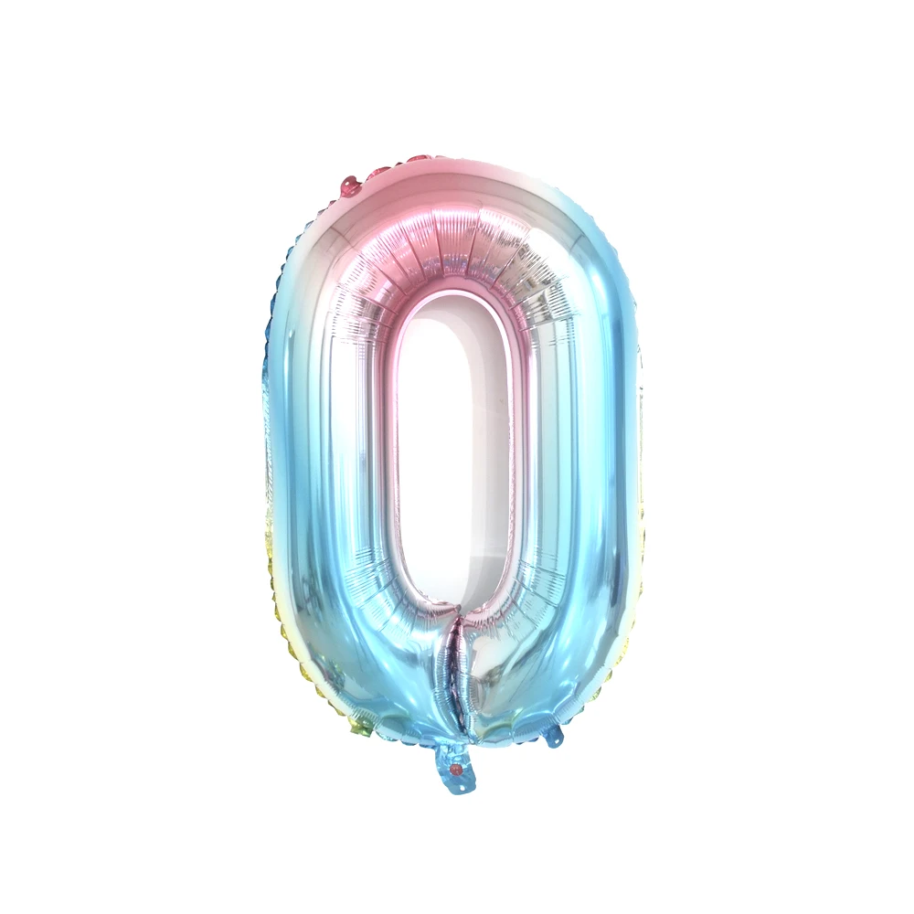 Gradient Number 0 Градиент цвета любовь фольгированные буквы «С Днем Рождения» воздушный шар радуга звезда номер шары для свадьбы и дня рождения вечерние Baby Shower Декор - Цвет: Gradient Number 0