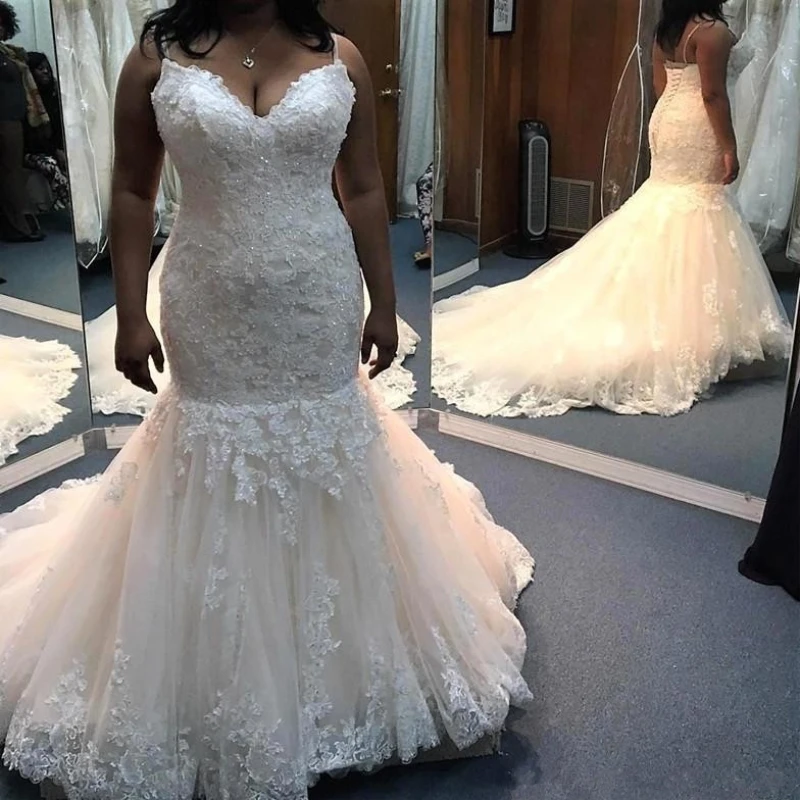 Роскошное Русалка свадебное платье es кружевное Vestidos De Novia 2019 Плюс Размер невесты