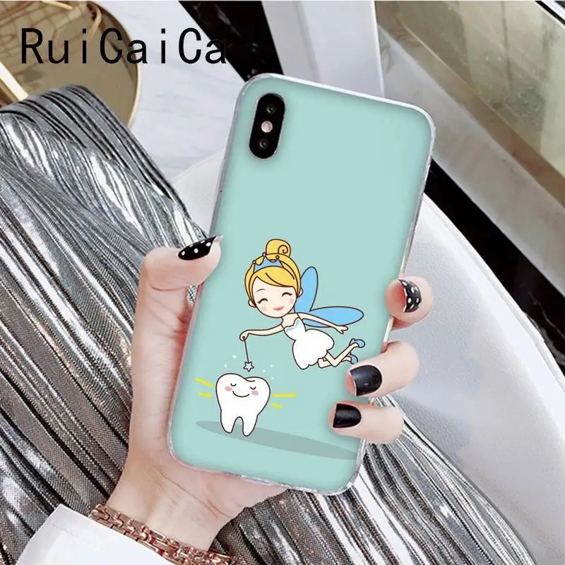 RuiCaiCa Забавный мультфильм стоматолога зубные коронованные зубы мягкий чехол для телефона для iPhone8 7 6 6S Plus X XSMAX 5 5S SE XR 11 11pro 11promax