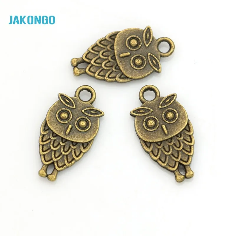 JAKONGO 30 шт./лот античное серебро/бронза покрытием Сова чары птиц DIY ручной работы Подвески браслет разъем 19*10 мм