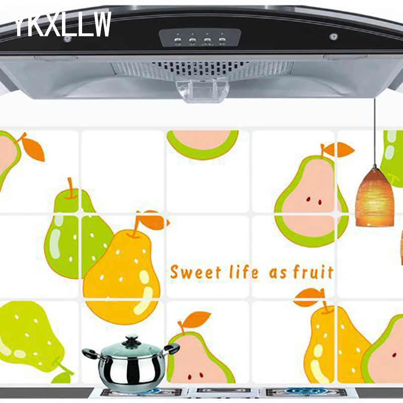 18*30Inch Fruit Pear Kitchen High Temperature Removable Aluminum Foil Art Decoration Home Stickers Oil Wall | Дом и сад