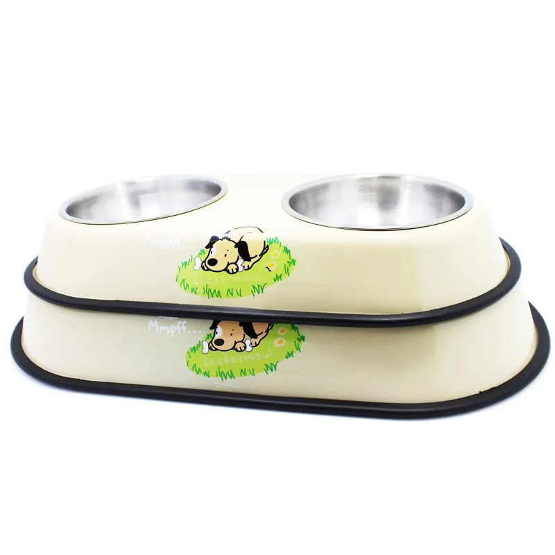 

Stainless Steel Pets Double Bowls Non-Slip Dog Puppy Cats Food Drinking Water Feeder Bowl for Cats Dogs