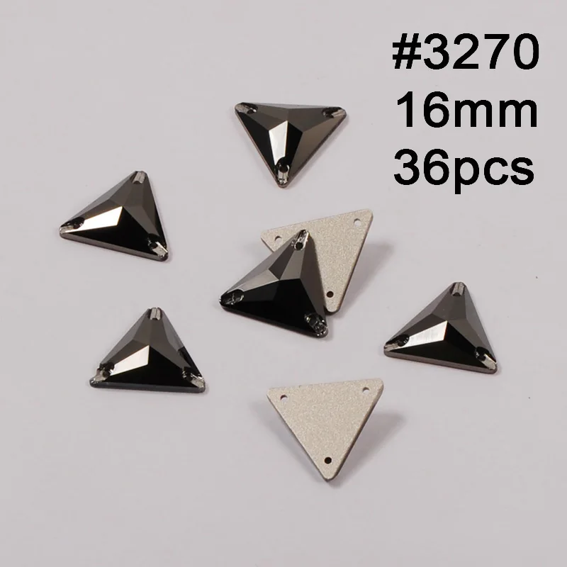Triangle 16mm 36pcs Джет гематит 11 Форма пришить стразы стеклянные бусины из хрусталя стразы камни стразы аппликации для танцевальной одежды платье - Цвет: Triangle 16mm 36pcs