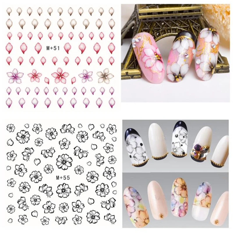 Новая мода цветочный лук цветок Роза Сакура Стикеры Наклейка Вода перевода Nail Art