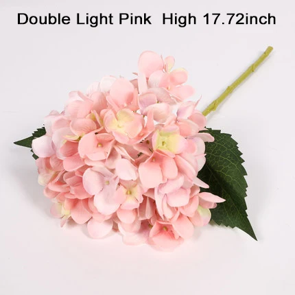 double light pink Xuanxiaotong 1 шт. искусственный цветок гортензии шелковые ветви с зелеными листьями для осени Свадебные вечерние украшения для дома высокое качество - Цвет: double light pink