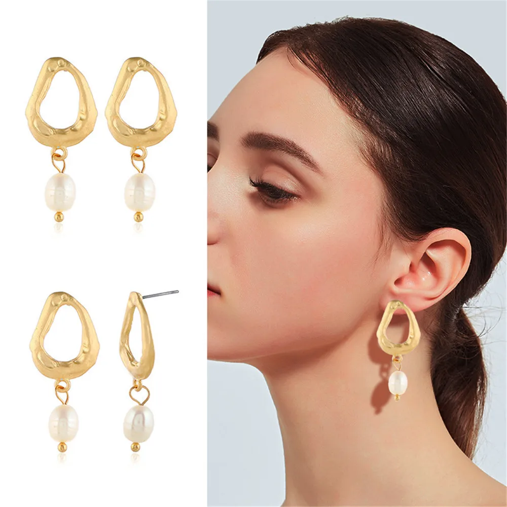 Женские серьги-капельки CRLEY с пресноводным жемчугом в форме капли воды Золотая