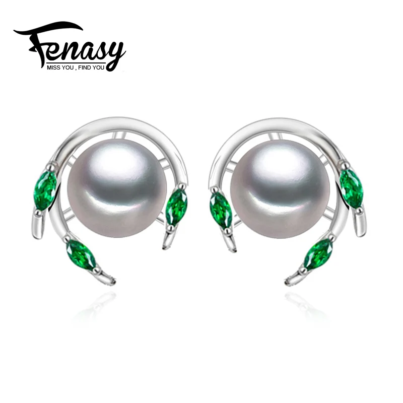 FENASY 925 Стерлинговое Серебро свадебные ювелирные изделия жемчужные серьги с