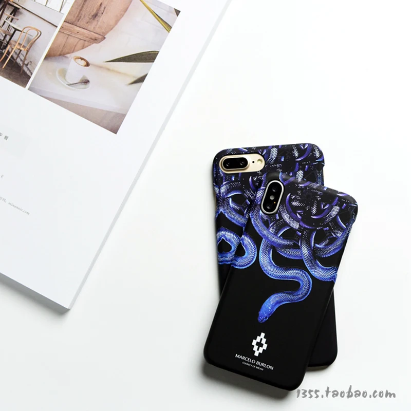 Чехлы Marcelo Burlon MB для iphone 6 6plus 6s plus 7 7plus 8 X Жесткий ПК роскошный пластиковый чехол