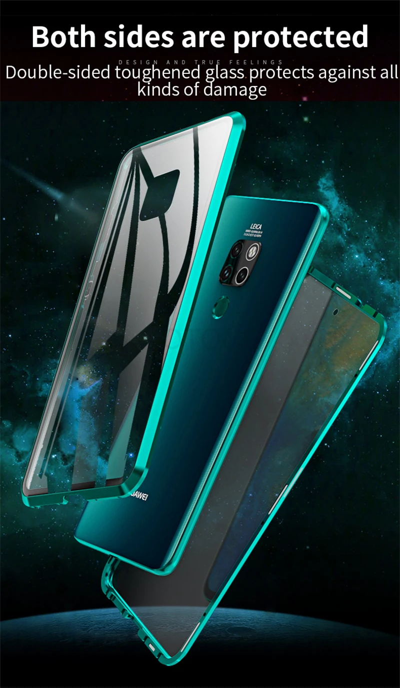 Магнитный 360 Полный Чехол для huawei mate 20 Pro P30 mate 20 металлический корпус Передняя Задняя крышка из закаленного стекла huawei mate 20 Pro чехол s On