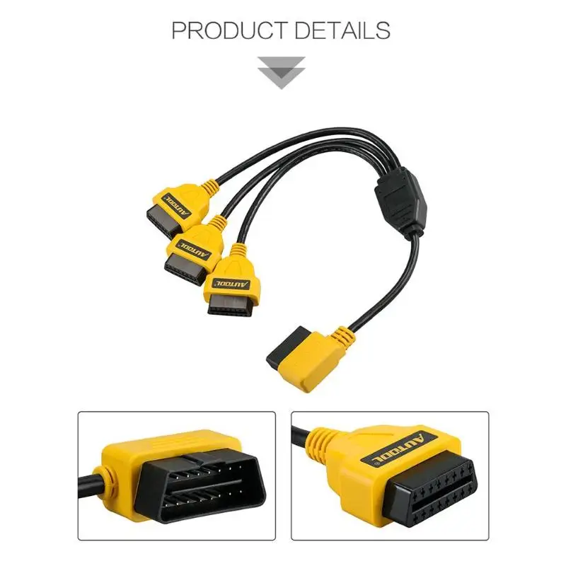 Автомобильный раздельный кабель AUTOOL OBD2 50 см кабели типа Папа-мама для OBD 2 II