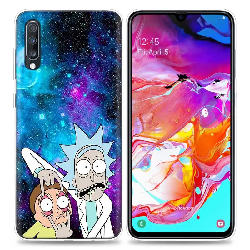 Сумки чехол для samsung мобильного телефона галактики A50 A70 A30 A20 J4 J6 J8 A6 A8 M30 A7 плюс Note 8 9 Рик и Морти черного цвета с рисунком из мультфильма