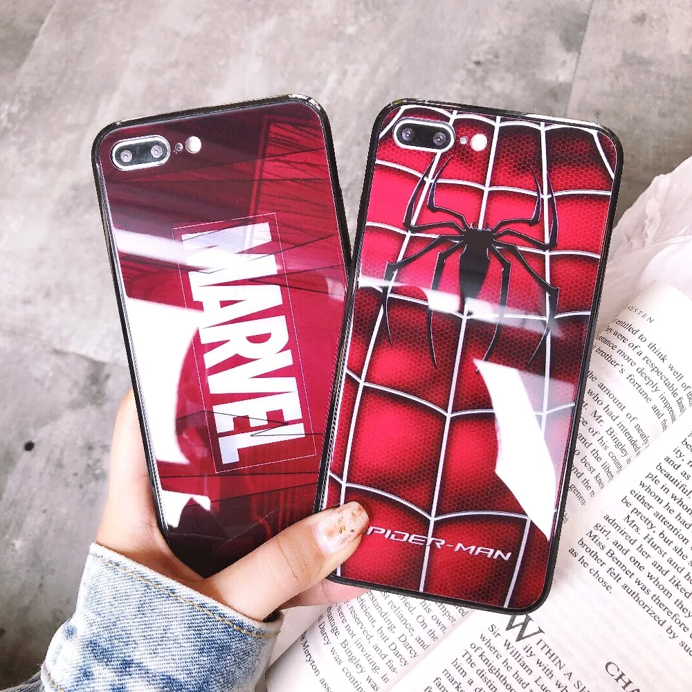 Новый роскошный стеклянный чехол для iphone 7 8 X 10 6 6S plus XR XS MAX защита от падения Marvel