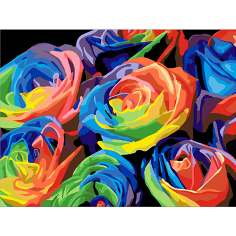 Цветы DIY картины по номерам розы ручная роспись маслом Акриловая Краска на холсте