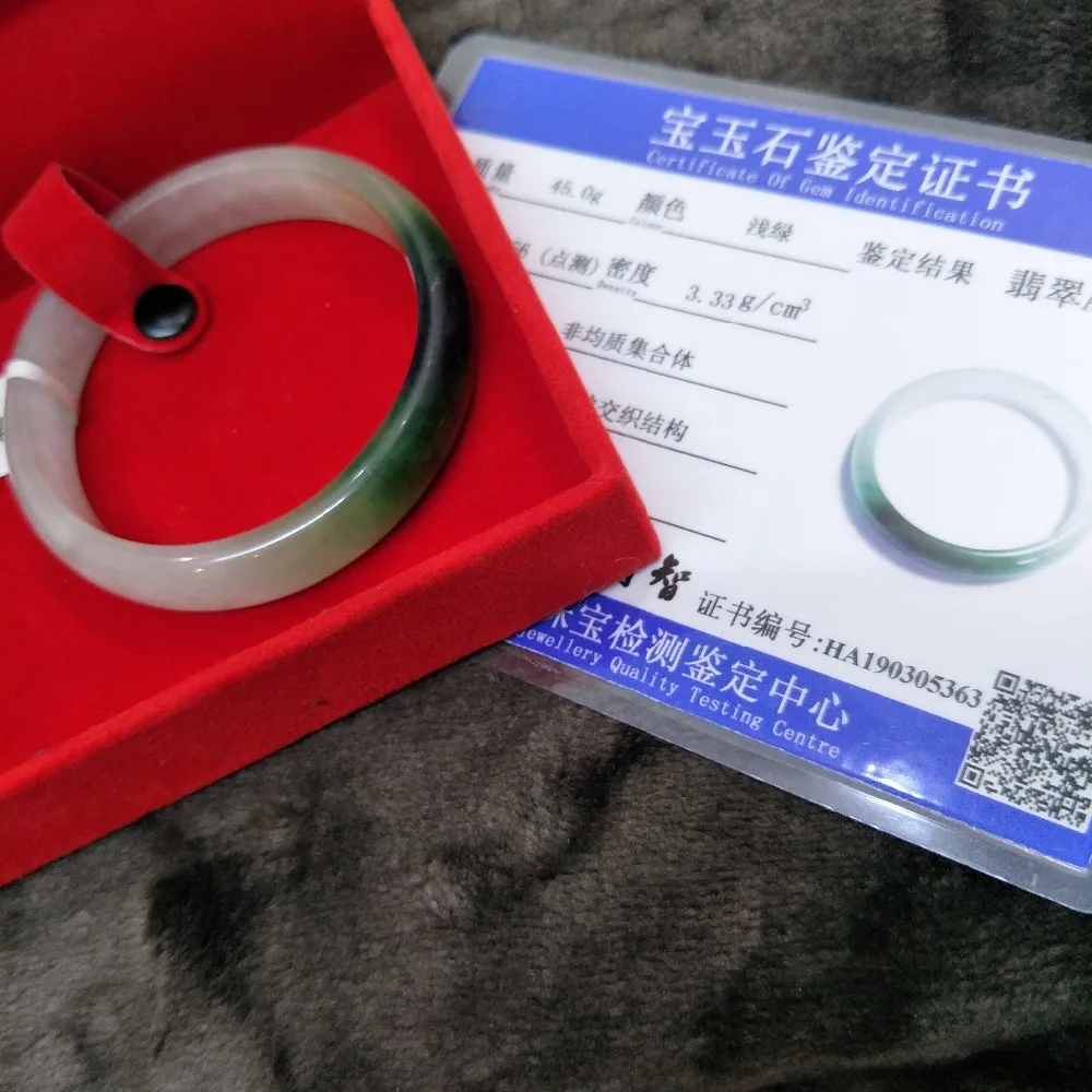 

Zheru Jewelry Pure Natural Jadeite Bracelet Natural Ice Bottom Two-color 54-61mm Female Gifts A Class A National Certificate