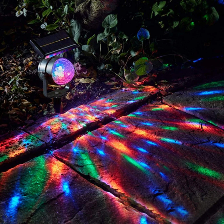 Светодиодная лампа на солнечной батарее RGB Вращающийся Хрустальный Волшебный