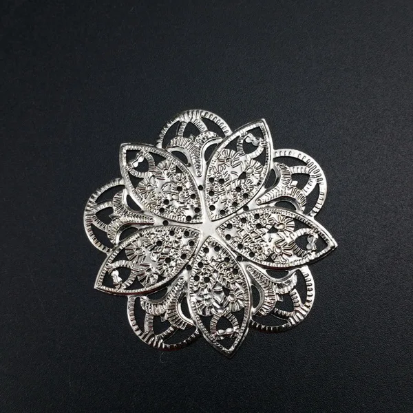 rhodium 46mm 20pcs 20 шт./лот, 58x42 мм, золотой цвет/античная бронза, металлические филигранные цветы, срез, амулеты, Базовая установка, DIY Ювелирные компоненты - Цвет: rhodium 46mm 20pcs