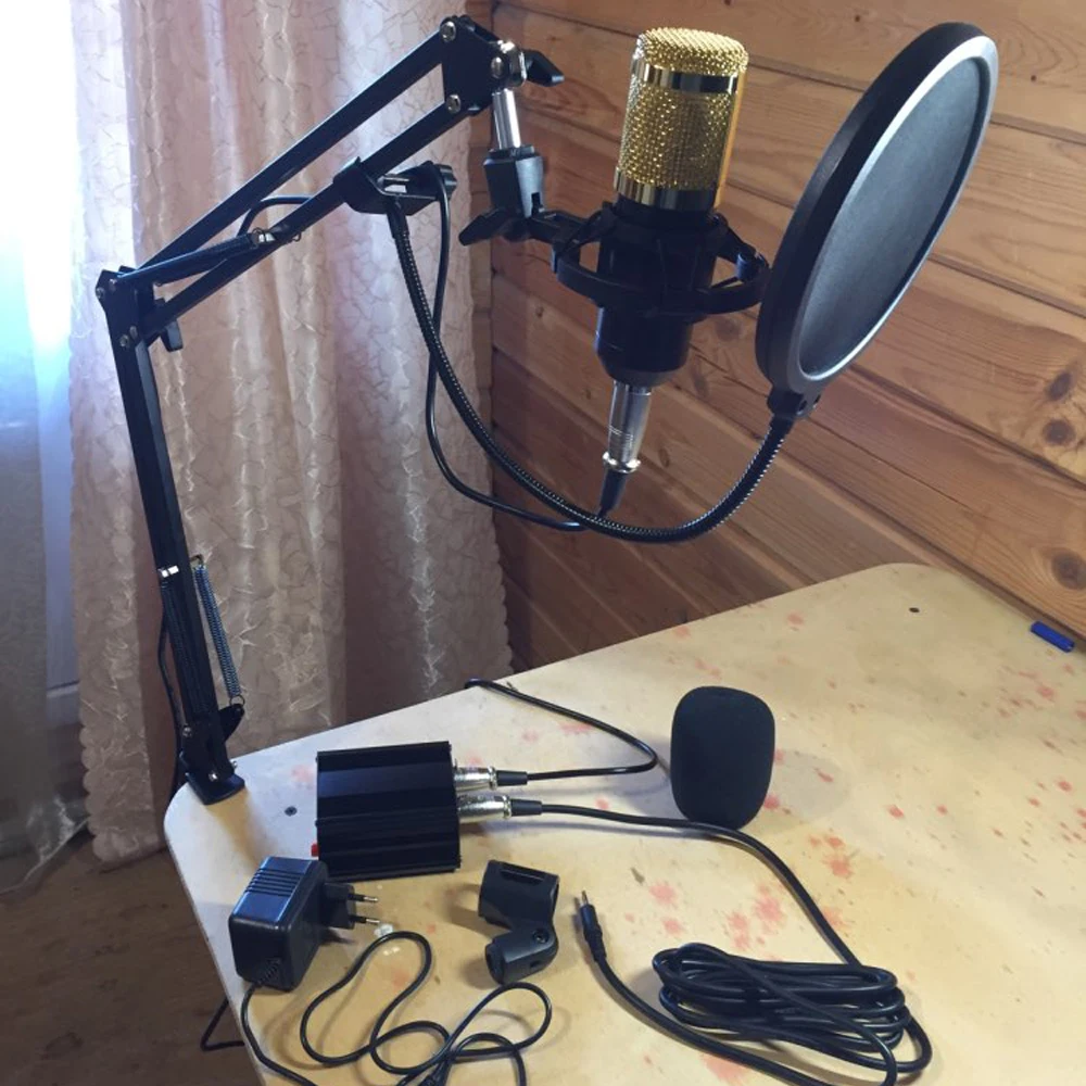 Конденсаторный микрофон BM800 для караоке Студийный с фантомным питанием 48 В