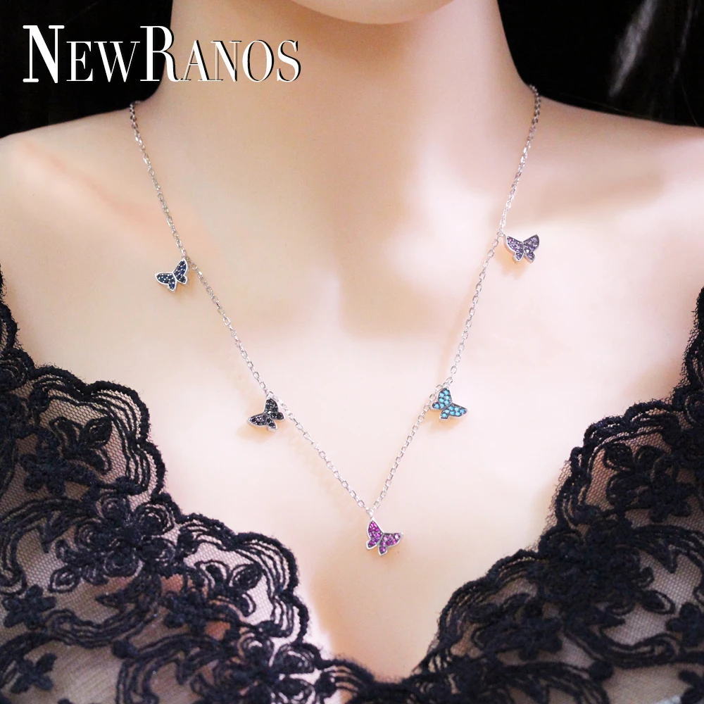 925 Sterling Silver Statement Choker Necklace Butterfly Necklaces &amp Pendants Collar Women Fine Jewelry Gift NYX0071242 | Украшения и
