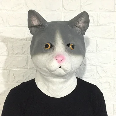 Cat Хэллоуин Карнавал зверополис косплей костюм реквизит рыба кролик Джуди верблюд панда кенгуру Ленивец ящерица Бегемот Латексная Маска животных - Цвет: Cat