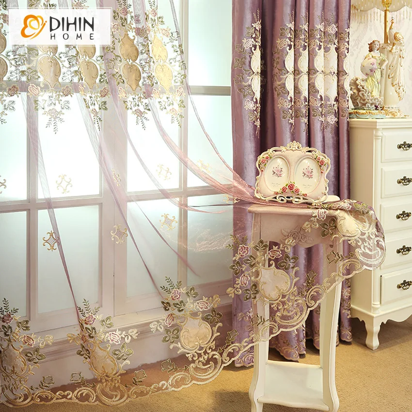 DIHIN HOME Embroidered Modern Luxury Curtains For Living Room Window Treatment Custom Made Curtain | Дом и сад